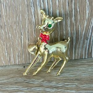 Adorable Vintage Rudolph the Red Nose Reindeer Christmas Brooch